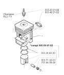 Cylinder Piston Diagram and Parts List for 225R 1997-02 Husqvarna Brush Cutter
