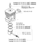 Cylinder Piston Diagram and Parts List for 225R 2000-10 Husqvarna Brush Cutter