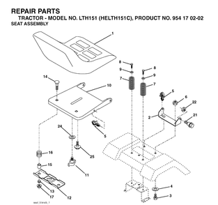 Seat Diagram and Parts List for LTH151 (HELTH151C)(2004-09) Husqvarna Lawn Tractor