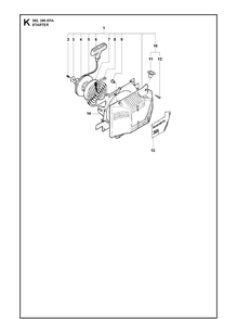 Starter Diagram and Parts List for 395XP/ (XPG - 395 XP EPA)(20163900001-20193499999) Husqvarna Chainsaw
