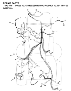 Electrical Diagram and Parts List for YTH1746 (954567055)(2000-11) Husqvarna Lawn Tractor