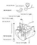Crankcase Diagram and Parts List for 227RJ 2000-10 Husqvarna Brush Cutter
