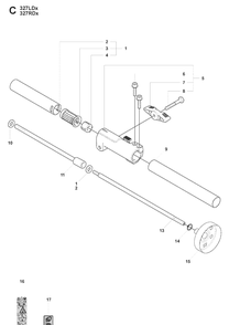 Shaft Diagram and Parts List for 327LX 20080900001-Current Husqvarna Edger