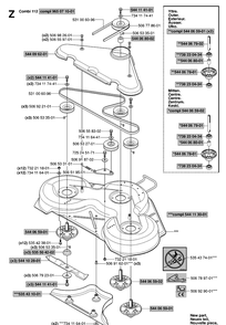 44 Inch/112cm Cutting Deck Diagram and Parts List for RIDER155AWD (965080001)(2006-01) Husqvarna Lawn Mower