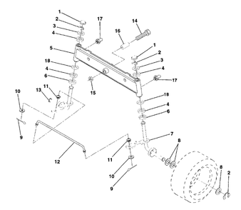 Front Axle Diagram and Parts List for LR121 (954140001-A)(1997-12) Husqvarna Lawn Tractor