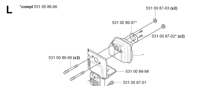Muffler Diagram and Parts List for 224L  Husqvarna Edger