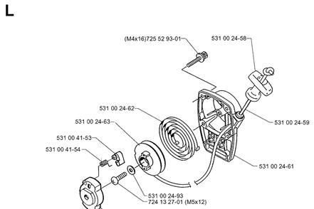 Starter 2 Diagram and Parts List for 132R 19994000001-20050100000 Husqvarna Brush Cutter