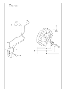 Ignition System Diagram and Parts List for 570 2009-08 Husqvarna Chainsaw