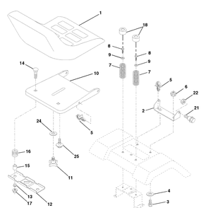 Seat Assembly Diagram and Parts List for YTH160 (954140008B)(1998-07) Husqvarna Lawn Mower