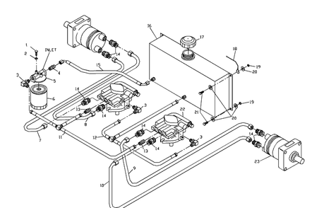 Hydraulic Assembly Diagram and Parts List for ZTHKW4818 2001-09 Husqvarna Lawn Mower