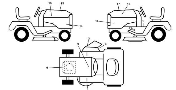 Decals Diagram and Parts List for 2748GLS (96043005000)(2008-03) Husqvarna Lawn Mower