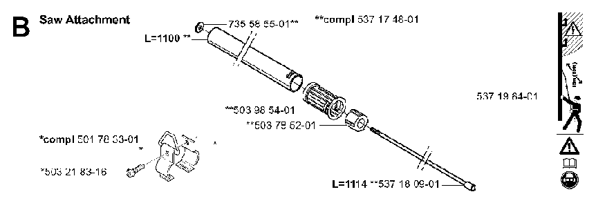 Attachments Diagram and Parts List for 323P4 20042300001-20062700000 Husqvarna Pole Saw