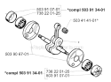 Crankshaft Diagram and Parts List for 232R 1997-02 Husqvarna Brush Cutter