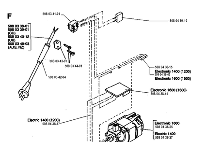 Electrical Diagram and Parts List for 1600 19953600001-Current Husqvarna Chainsaw