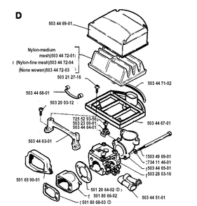 Carburetor And Air Filter Diagram and Parts List for 272XP 19930100001-19970100000 Husqvarna Chainsaw