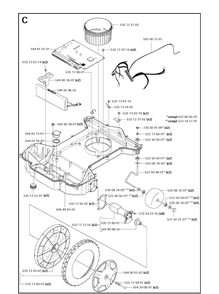 Chassis Lower Diagram and Parts List for 210C  Husqvarna Lawn Mower