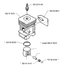 Cylinder Piston Diagram and Parts List for 235R 1991-12 Husqvarna Brush Cutter
