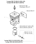 Cylinder Piston Diagram and Parts List for 235R 1997-02 Husqvarna Brush Cutter
