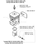 Page M Diagram and Parts List for 232RD 232 RD 1998-01 Husqvarna Trimmer