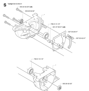 Crankcase Diagram and Parts List for 335RX 20064000001-20070100000 Husqvarna Brush Cutter