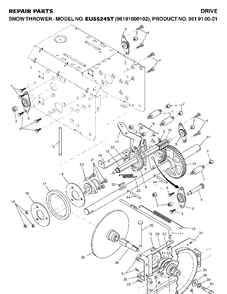 Drive Diagram and Parts List for 5524ST (EU5524ST)(2007-01) Husqvarna Snow Blower