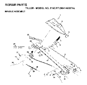 Handle And Controls Diagram and Parts List for 510CRT (954140067A)(1998-02) Husqvarna Tiller