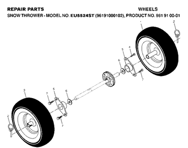 Wheels And Tires Diagram and Parts List for 5524ST (EU5524ST)(2007-01) Husqvarna Snow Blower