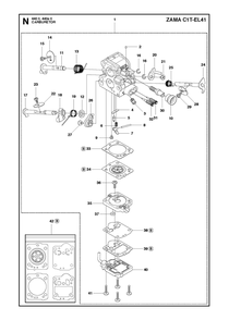 Carburetor Diagram and Parts List for 440 e-series II Husqvarna Chainsaw
