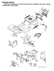 Chassis And Enclosures Diagram and Parts List for LTH151 (954170202-C)(2004-09) Husqvarna Lawn Tractor