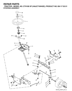 Steering Diagram and Parts List for CTH180XP (HAUCT18H42E)(2004-09) Husqvarna Lawn Tractor