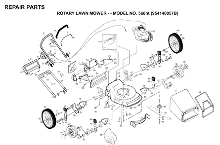 Product Complete Diagram and Parts List for 560HT (954140057B)(1998-09) Husqvarna Lawn Mower