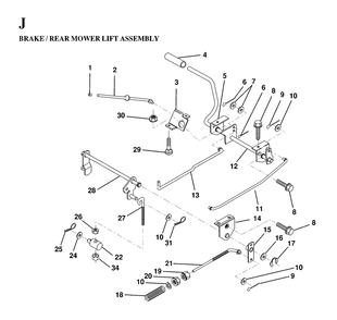 Brake / Rear Mower Lift Diagram and Parts List for LT125 (954170002-A)(1997-03) Husqvarna Lawn Tractor