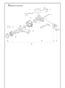 Carburettor And Air Filter Diagram and Parts List for 359 2010-02 Husqvarna Chainsaw