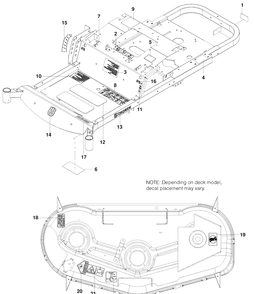 Decals Diagram and Parts List for RZ4219 (96521501)(2010-01) Husqvarna Lawn Mower