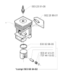 Cylinder Piston Diagram and Parts List for 240RBD 1997-02 Husqvarna Brush Cutter