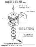 Page M Diagram and Parts List for 232L 232 L 2000-04 Husqvarna Trimmer