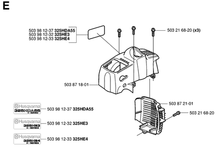Cover Diagram and Parts List for 325HE4X 20010100001 - 20011800000 Husqvarna Hedge Trimmer