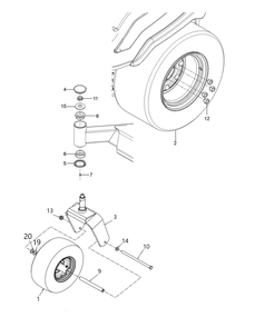 Wheels And Tires Diagram and Parts List for Z560XS  Husqvarna Lawn Tractor