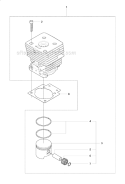 Cylinder Piston Diagram and Parts List for 241RJ 2007-11 Husqvarna Brush Cutter