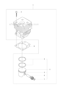 Cylinder Piston Diagram and Parts List for 241R 2007-11 Husqvarna Brush Cutter