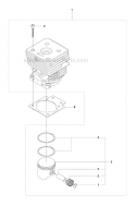 Cylinder Piston Diagram and Parts List for 241R 2010-11 Husqvarna Brush Cutter