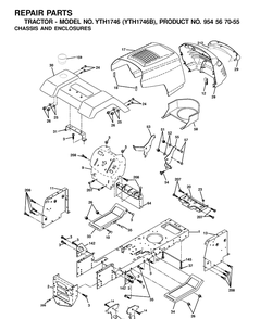 Chassis And Enclosures Diagram and Parts List for YTH1746 (954567055)(2001-01) Husqvarna Lawn Tractor