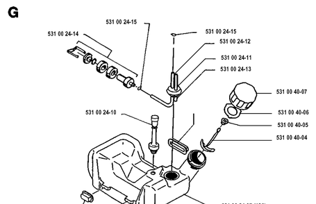 Fuel Tank Diagram and Parts List for 125RB 19931400001-Current Husqvarna Brush Cutter
