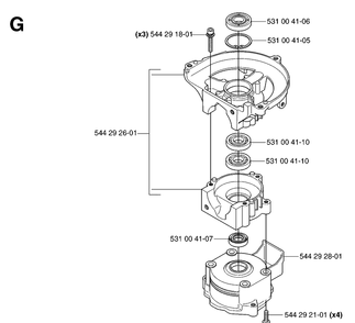Gear Housing 2 Diagram and Parts List for 123HD60 20070500001-20070900000 Husqvarna Hedge Trimmer