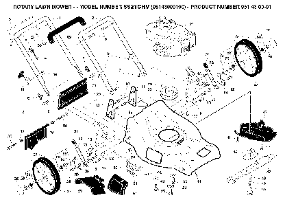 Repair Parts Diagram and Parts List for 5521CHV (96143000100)(2004-12) Husqvarna Lawn Mower