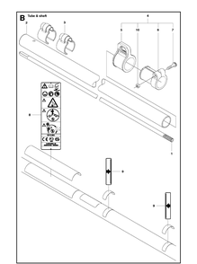 Tube And Shaft Diagram and Parts List for 143RII 20082200001-20090100000 Husqvarna Brush Cutter