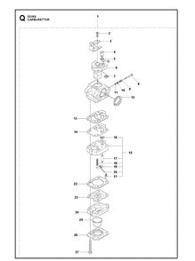 Carburetor Diagram and Parts List for 531RS  Husqvarna Brush Cutter