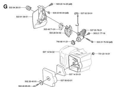 Carburetor And Air Filter Diagram and Parts List for 326HD60 (X-SERIES)(20062700001-20082200000) Husqvarna Hedge Trimmer