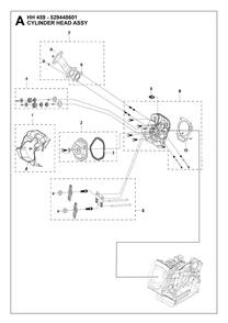 Cylinder Head Diagram and Parts List for HH459529448601  Husqvarna Engine
