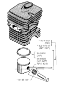 Cylinder Piston Diagram and Parts List for 245RX 1990-01 Husqvarna Brush Cutter